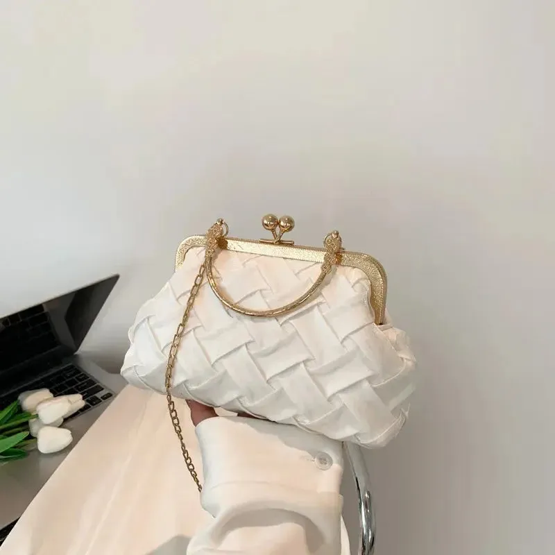 Women's PU Elegant Tote Bag Luxury Evening Bag With Metal Chain Pink Black Bridesmaid Handbag Wedding Party Prom Shoulder Bag
