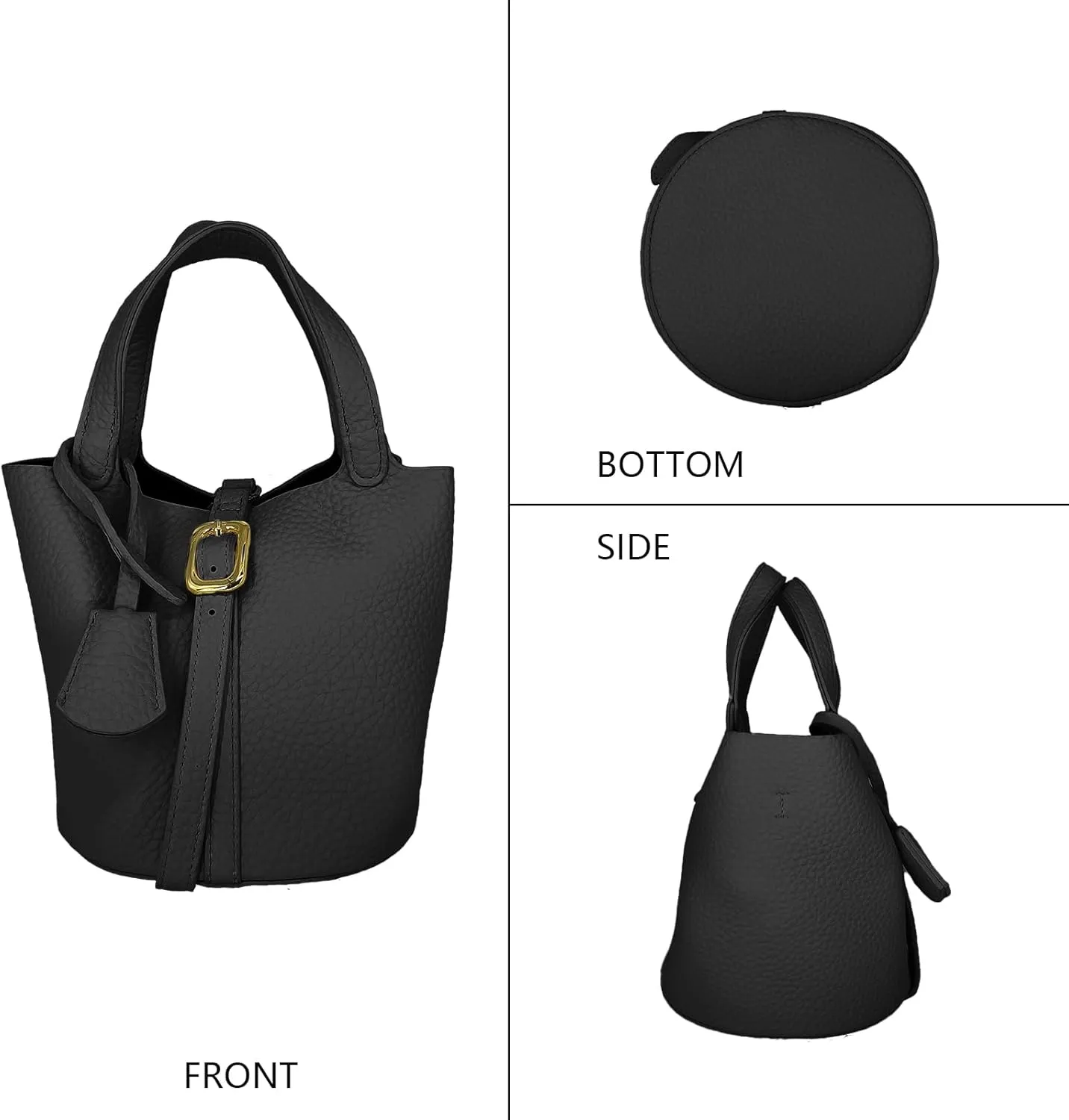 Woven Bucket Bag for Women, Boho Vegan Leather Crossbody Bag with Adjustable Strap