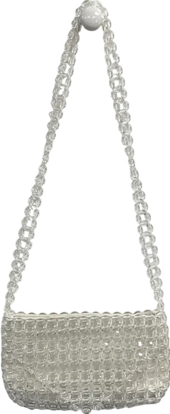 ZARA White Crystal Beaded Shoulder Bag One Size