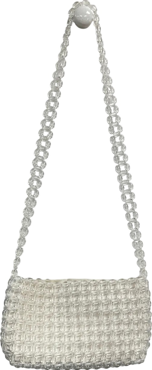 ZARA White Crystal Beaded Shoulder Bag One Size